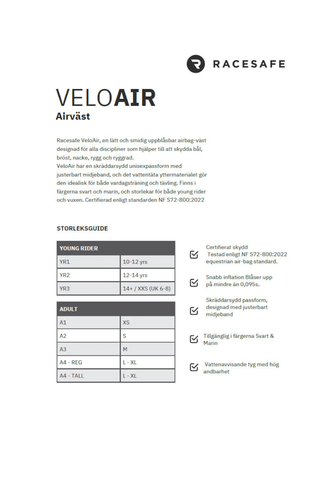 Rasesafe VeloAir airbag vest