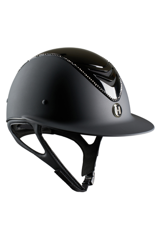 One K Avancé Lux ridehjelm - Glossy topp, svart swarovski pipe